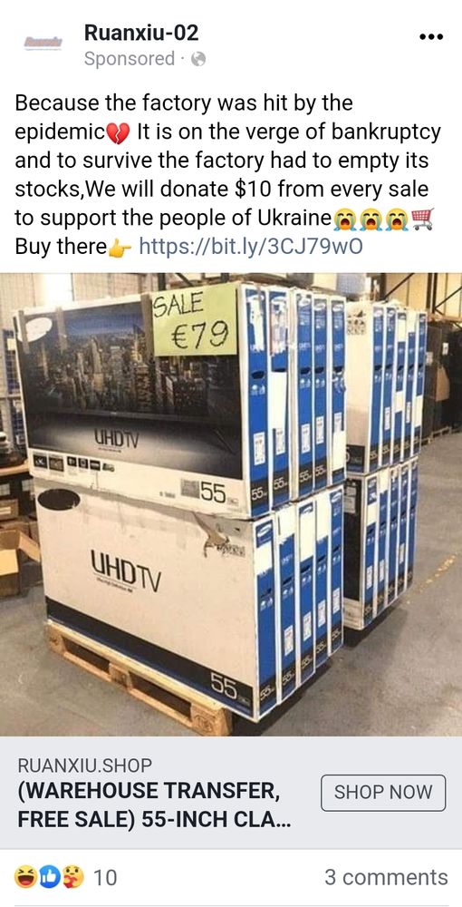 Because the factory was hit by the epidemic?
It is on the verge of bankruptcy
and to survive the factory had to empty its stocks,We will donate $10 from every sale to support the people of Ukraine ((a
Buy there